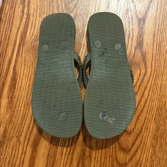 Green Flip Flops with Rhinestone Straps - Picture 3 of 4